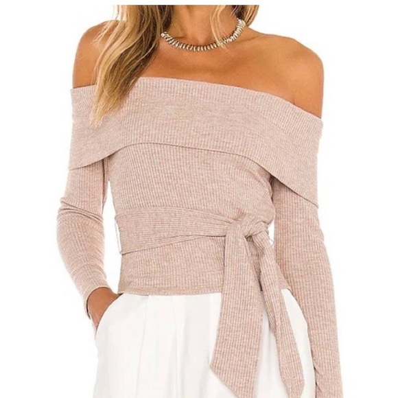 Lovers + Friends Off-Shoulder Ramona side tie sweater size Small - Picture 5 of 10